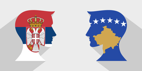 face to face concept. serbia vs kosovo. vector illustration
