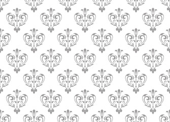 Flower geometric pattern. Seamless vector background. White and gray ornament.
