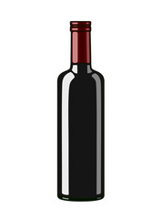 Red wine bottle, flat style vector illustration isolated on white background
