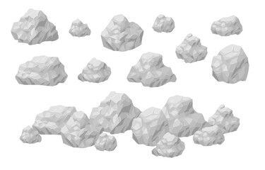 Stones and rocks set. Boulders of different shapes