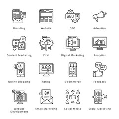 Digital Marketing Outline Icons - Stroked, Vectors