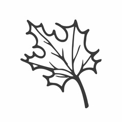 Naklejka premium Hand drawn maple leaf outline. Maple leaf in line art style isolated on white background.