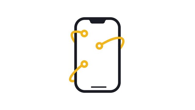 Animated phone mockup with web connection network animation. 