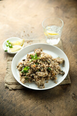 Buckwheat with mushroom and onion