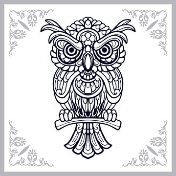 Owl bird zentangle arts, isolated on white background