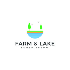 farm and lake logo template