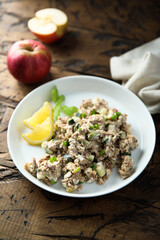 Homemade herring tartare with apple