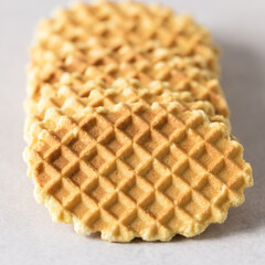 Tasty Butter Waffle Cookies on Gray Background Square