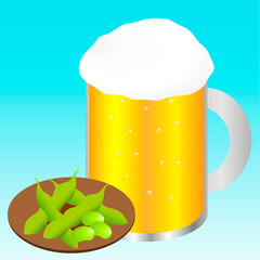 ジョッキに入った生ビールと枝豆 © lastpresent