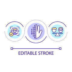 Access management system loop concept icon. Verifying identity of user abstract idea thin line illustration. Authentication process. Isolated outline drawing. Editable stroke. Arial font used