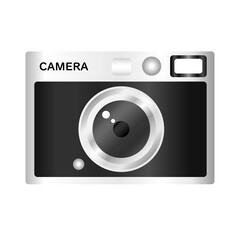 カメラのベクターイラスト。レトロなカメラ。