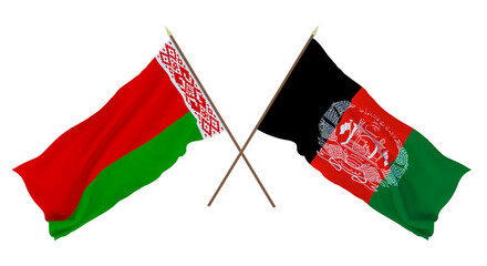 Background for designers, illustrators. National Independence Day. Flags Belarus and Afghanistan