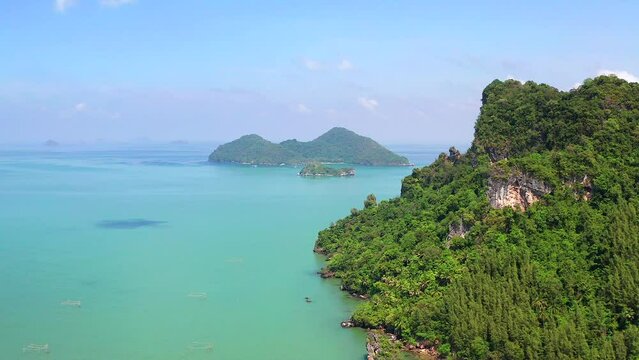 Aerial view of Ao Kram or Baan Ao Khram fisherman village in Chumphon, Thailand