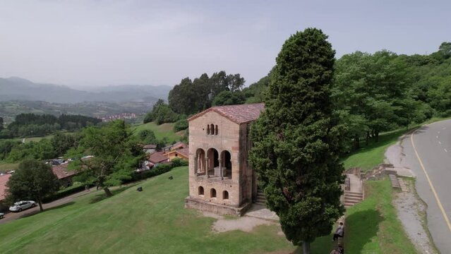 Incredible old pre romanesque Asturias Iberian kingdom church. Santa Maria del Naranco. Spanish tourism