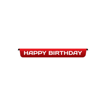 Red Birthday Banner Element Design Isolated