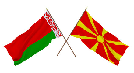 Background for designers, illustrators. National Independence Day. Flags Belarus and Macedonia