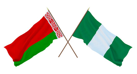 Background for designers, illustrators. National Independence Day. Flags Belarus and Nigeria