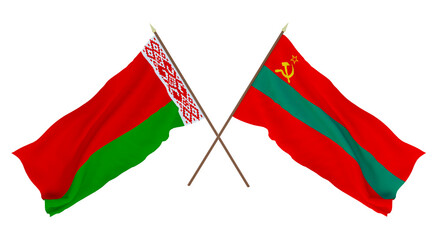 Background for designers, illustrators. National Independence Day. Flags Belarus and Transnistria