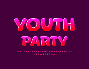 Vector creative logo Youth Party. Artistic bright Font. Gradient color Alphabet Letters and Numbers set