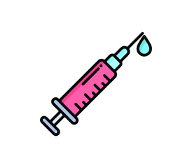 Medical syringe injection icon vector flat style, syringe icon vector design template, Syringe Icon Vector. Doctors often use syringes to prevent and treat malignant diseases.