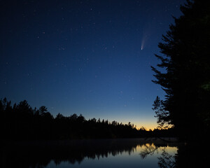 Comet Neowise over Tahquamenon River