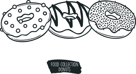 food collection donuts black and whitedonuts,