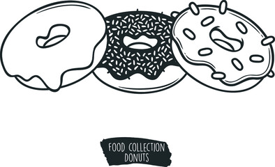 food collection donuts black and white