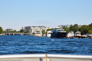 View of various cityscapes from the water