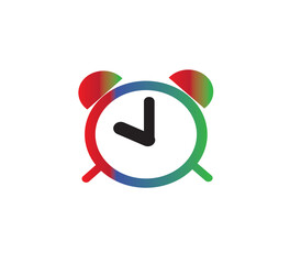 Colorful alarm clock, red, blue, green