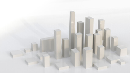 Fototapeta premium 3d illustration of an abstract white city buildings on white background