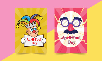 Set Of April Fools Day Text And Flyer Template. Greeting Card, Promotion, Poster, Ad, Flier. Flat Design. Vector Illustration.