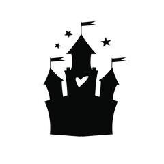 Fantasy castle silhouettte for Little princess. Decorative elements in scandinavian minimalistic style