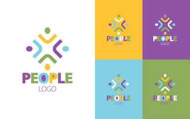 Fototapeta premium Colorful logo depicting several people gathered.