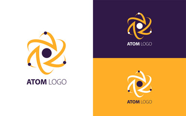 Atom-shaped logo in motion. - obrazy, fototapety, plakaty