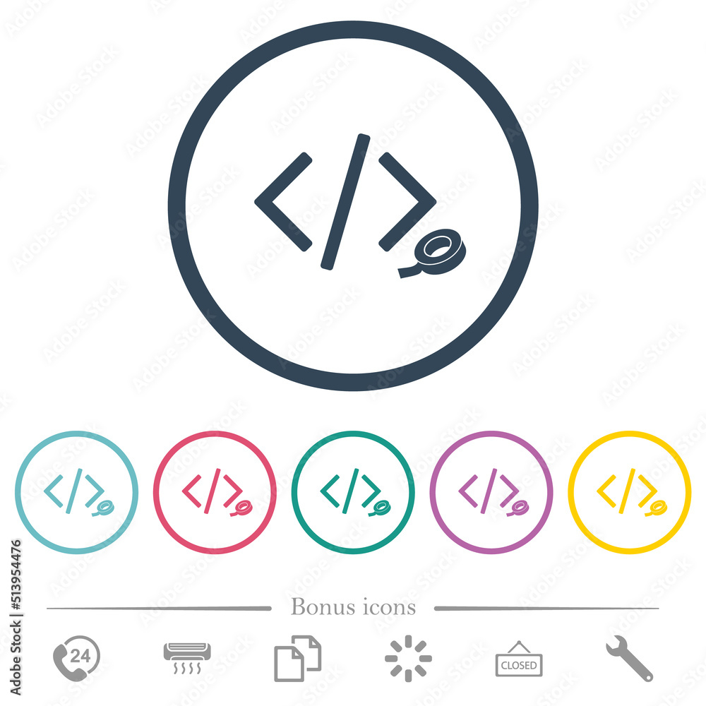 Poster software patch flat color icons in round outlines