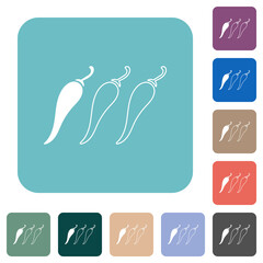 Mild chili pepper level rounded square flat icons