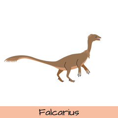 Falcarius dinosaur vector illustration isolated on white background.