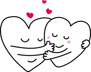 Simple hand-drawn two cute heart