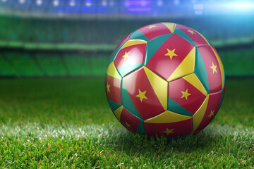 Naklejka premium Cameroon Soccer Ball on Stadium Green Grasses at Night