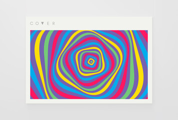 Colored abstract squares within square. Optic art illustration. 3d vector patter for brochure, poster, presentation, flyer or banner.