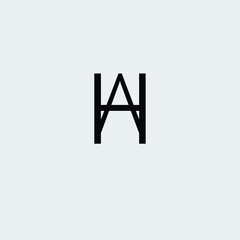 Creative Professional Trendy and Minimal Letter AH HA AW WA Logo Design in Black and White Color, Initial Based Alphabet Icon Logo in Editable Vector Format