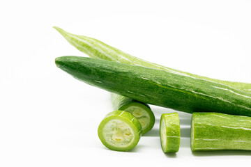 Snake gourd isolated on white background.