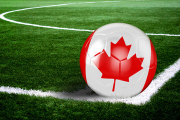 Canada Soccer Ball on Field at Night