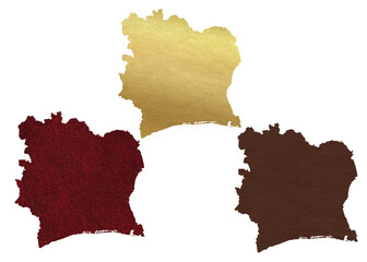 Political divisions. Patriotic sublimation leather textured backgrounds set on white. Ivory Coast