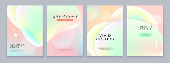 Fluid Abstract Gradient Background Cover Design. Modern Style Poster, Brochure or Flyer with Pastel Minimal Shapes in Liquid Colors. Vector Background Design for Social Media, Banner, Poster.