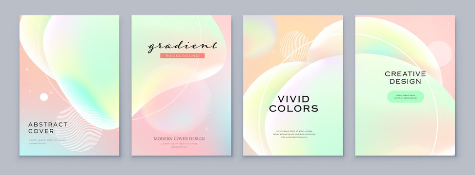 Fluid Abstract Gradient Background Cover Design. Modern Style Poster, Brochure or Flyer with Pastel Minimal Shapes in Liquid Colors. Vector Background Design for Social Media, Banner, Poster.