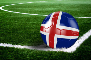 Iceland Soccer Ball on Field at Night
