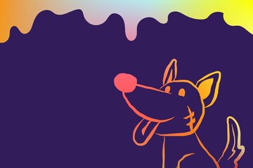 Cute colorful dog smiling cartoon card background