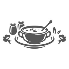 Vegetarian cream soup organic vegetables in bowl with spices salt and pepper vintage icon vector