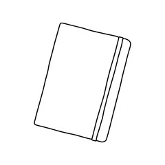 Notebook with eraser mocup. Hand-drawn outline illustration.